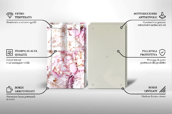 Chopping board Peony bouquet