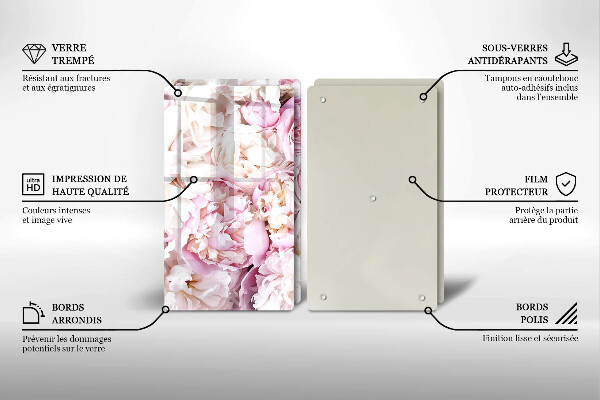 Chopping board Peony bouquet