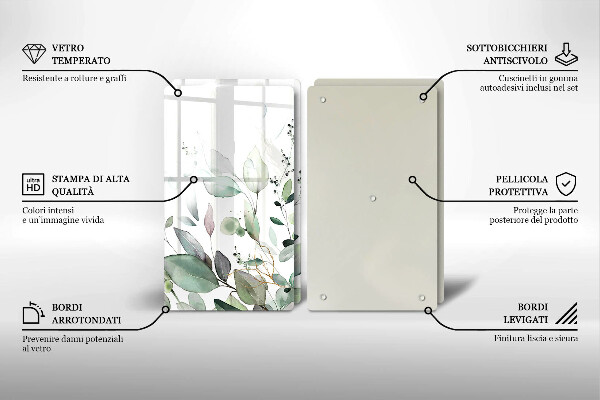 Chopping board Watercolor plants