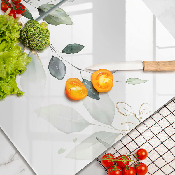 Chopping board Watercolor leaves