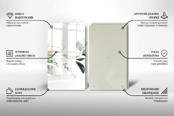 Chopping board Watercolor leaves