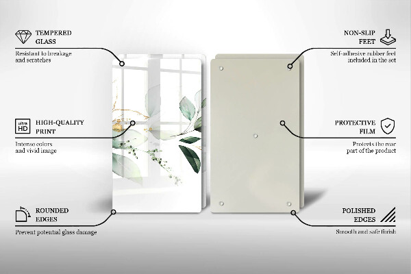 Chopping board Watercolor leaves