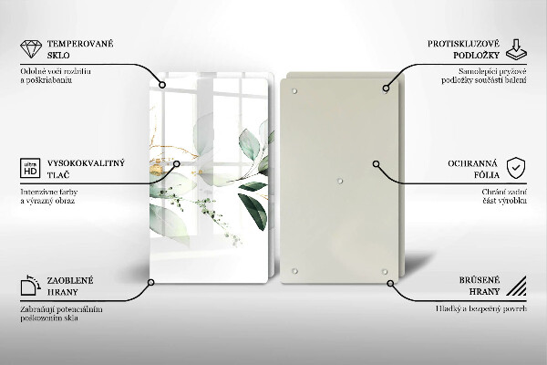 Chopping board Watercolor leaves