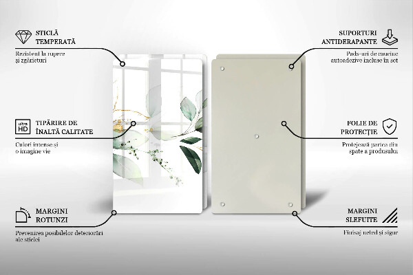 Chopping board Watercolor leaves