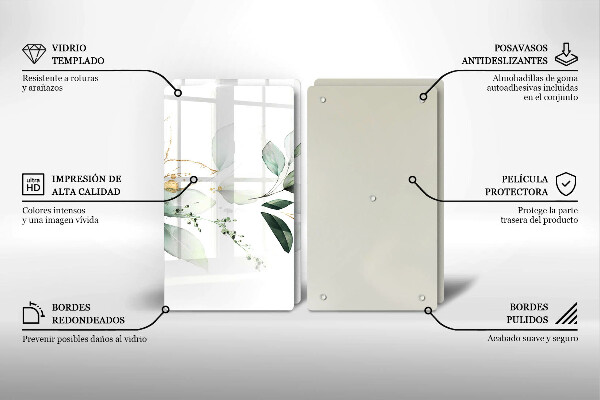 Chopping board Watercolor leaves