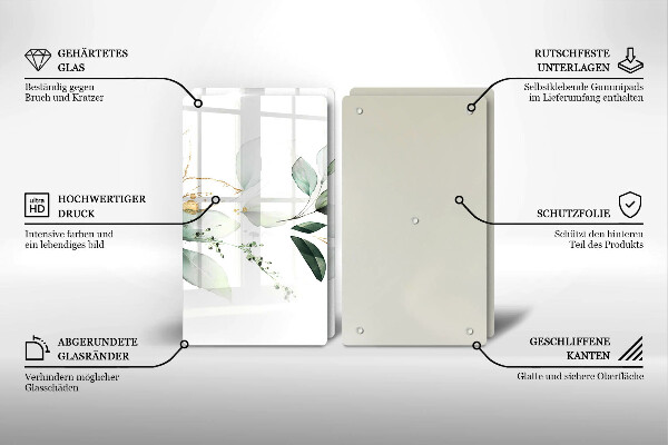 Chopping board Watercolor leaves