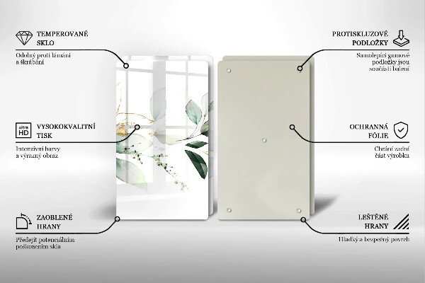 Chopping board Watercolor leaves