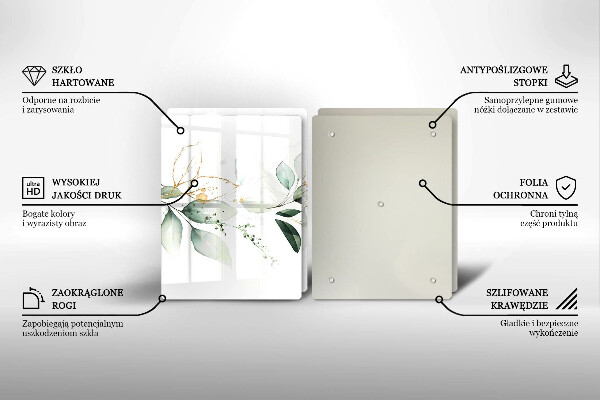 Chopping board Watercolor leaves