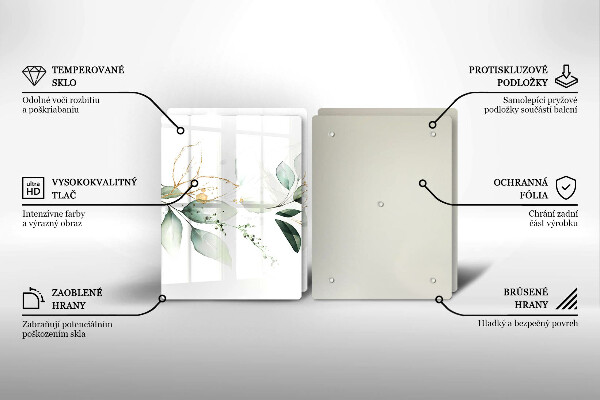 Chopping board Watercolor leaves