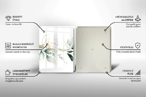 Chopping board Watercolor leaves