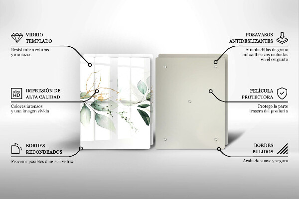 Chopping board Watercolor leaves