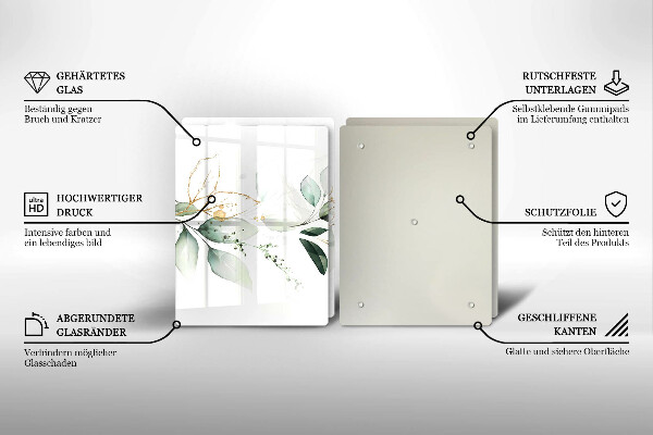 Chopping board Watercolor leaves