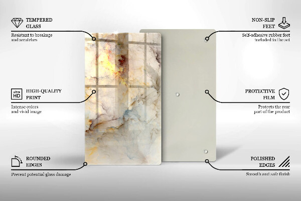 Chopping board Marble texture with gold