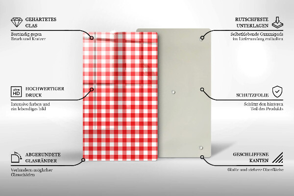 Kitchen chopping board Red white grille