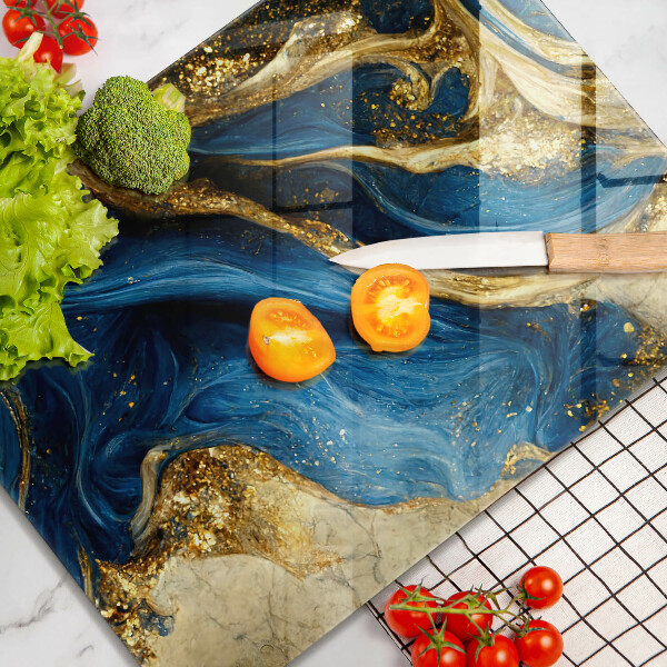 Kitchen chopping board Blue-gold marble