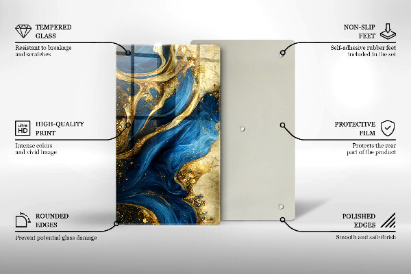 Kitchen chopping board Blue-gold marble