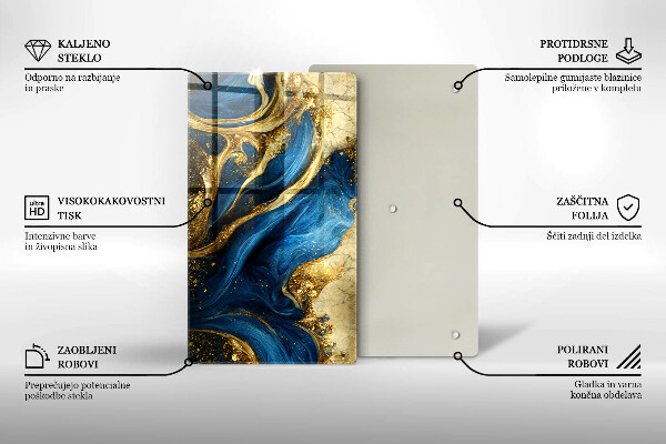 Kitchen chopping board Blue-gold marble