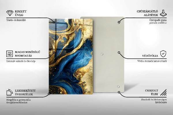 Kitchen chopping board Blue-gold marble