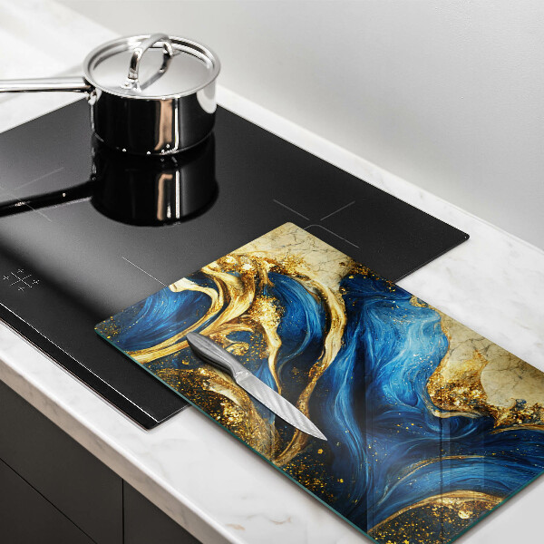Kitchen chopping board Blue-gold marble