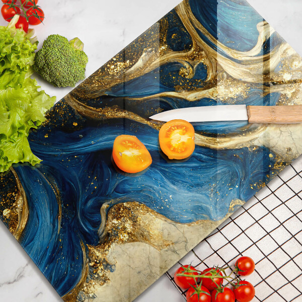Kitchen chopping board Blue-gold marble