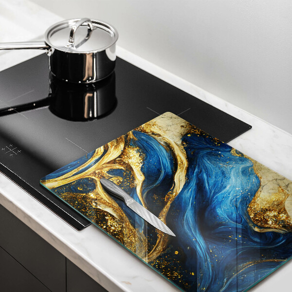 Kitchen chopping board Blue-gold marble