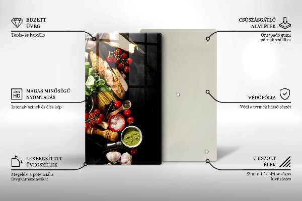 Kitchen chopping board Italian ingredients and spices