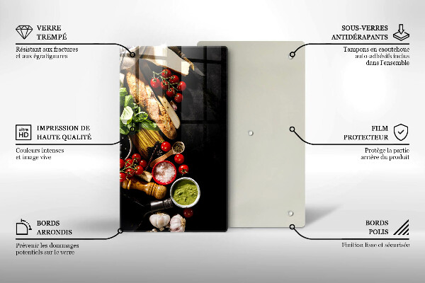 Kitchen chopping board Italian ingredients and spices