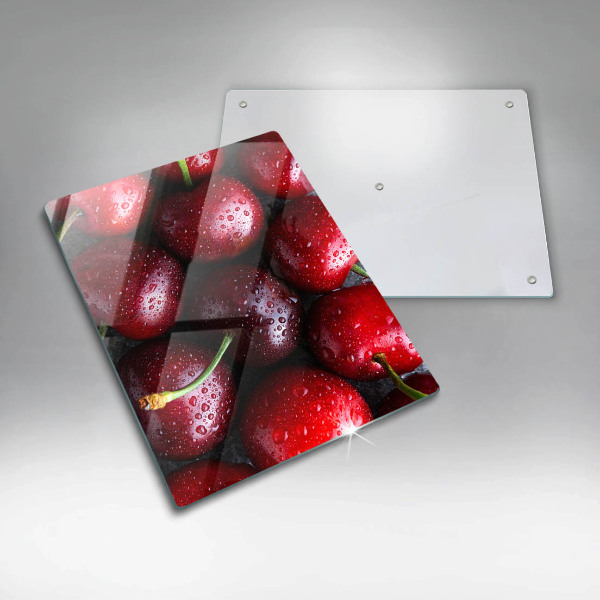 Kitchen chopping board Cherries close-up