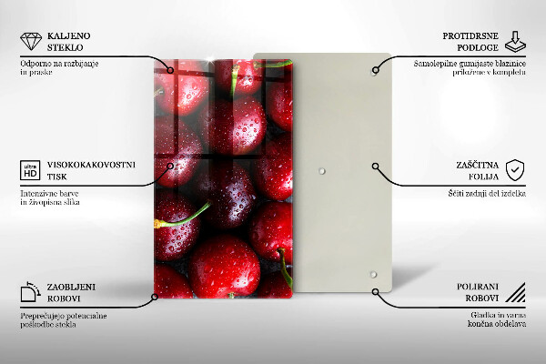 Kitchen chopping board Cherries close-up