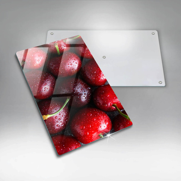 Kitchen chopping board Cherries close-up