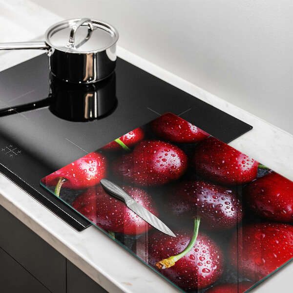 Kitchen chopping board Cherries close-up