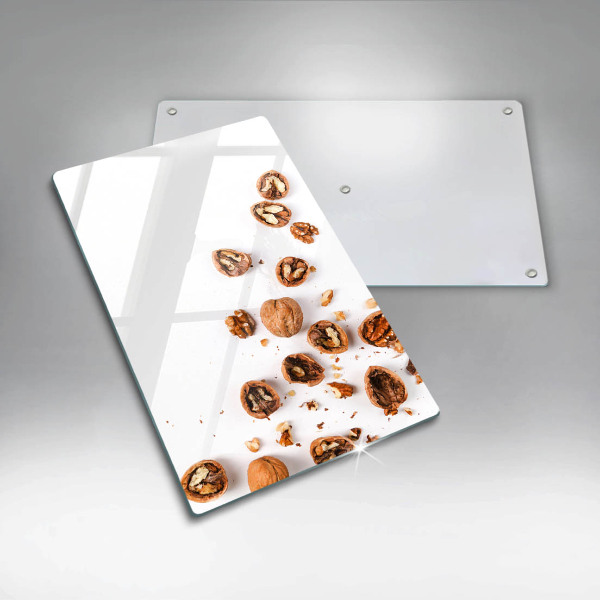 Kitchen chopping board Nuts on a white background