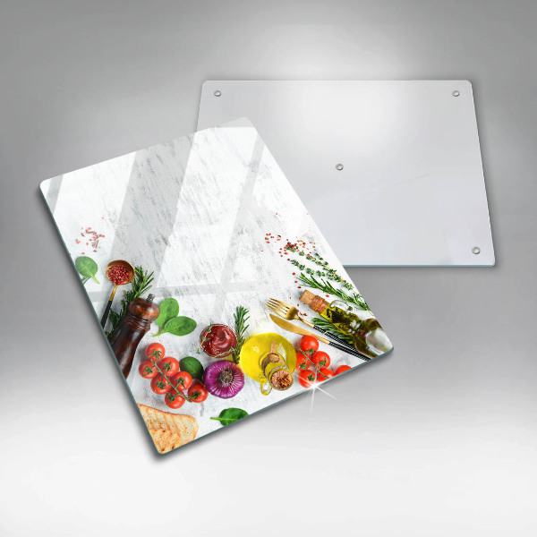 Kitchen chopping board Vegetables and spices