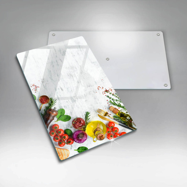 Kitchen chopping board Vegetables and spices