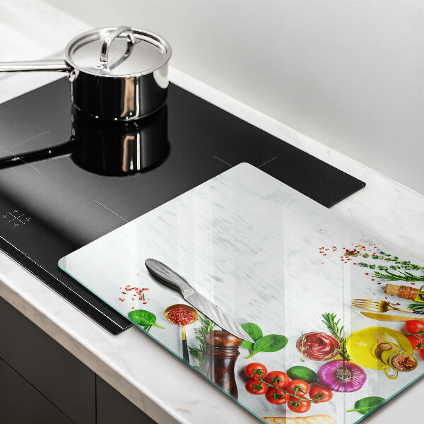 Kitchen chopping board Vegetables and spices