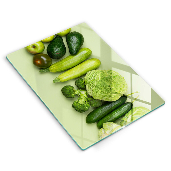 Kitchen chopping board Green fruits and vegetables