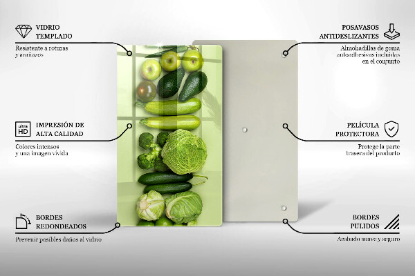 Kitchen chopping board Green fruits and vegetables