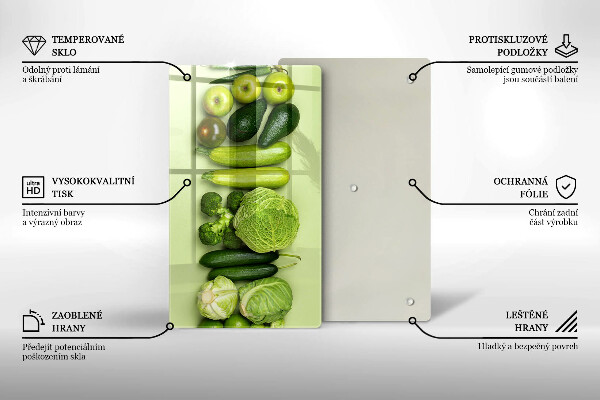 Kitchen chopping board Green fruits and vegetables