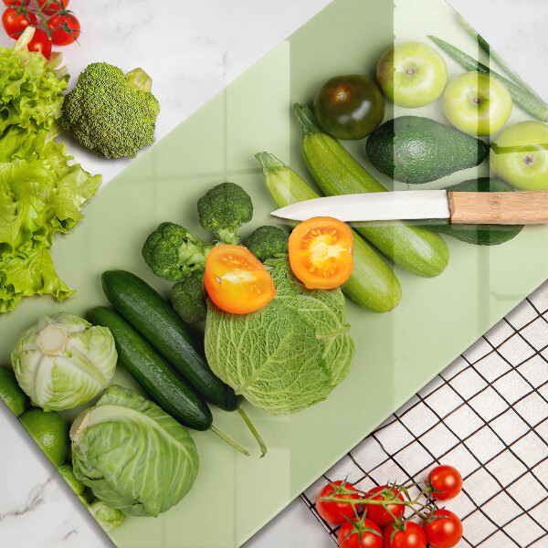 Kitchen chopping board Green fruits and vegetables