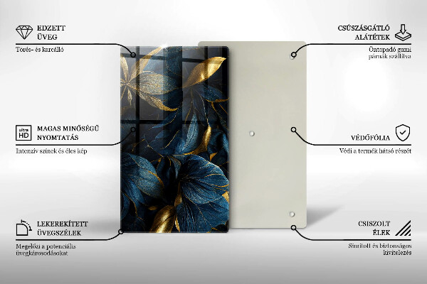 Chopping board Decorative leaves with gold