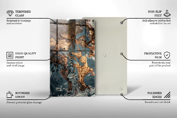 Chopping board Decorative rock with gold