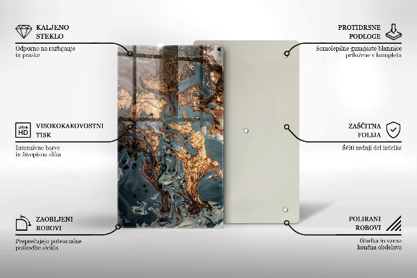 Chopping board Decorative rock with gold