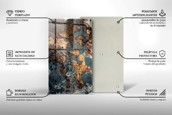 Chopping board Decorative rock with gold