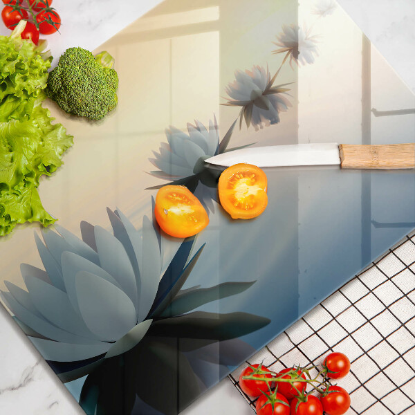 Chopping board glass Lilie flowers on the water