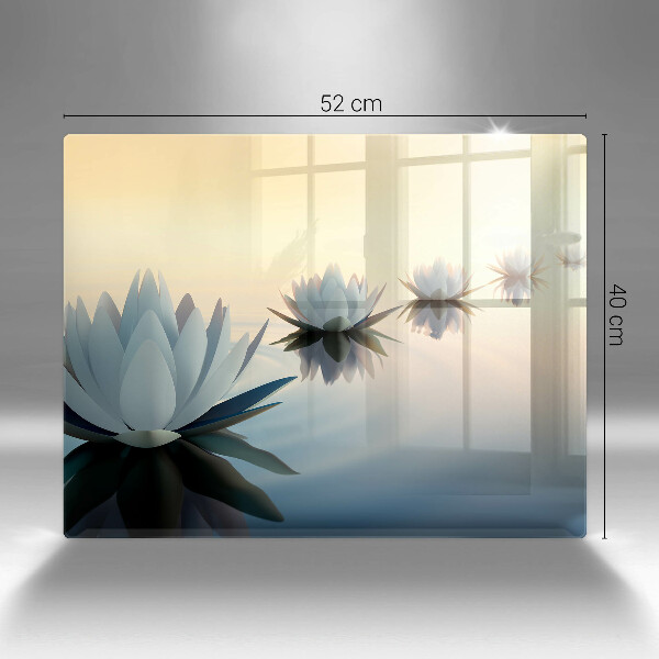 Chopping board glass Lilie flowers on the water