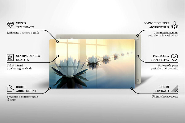 Chopping board glass Lilie flowers on the water