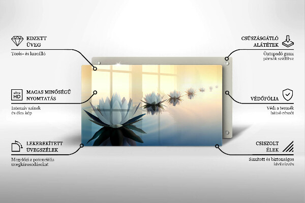 Chopping board glass Lilie flowers on the water