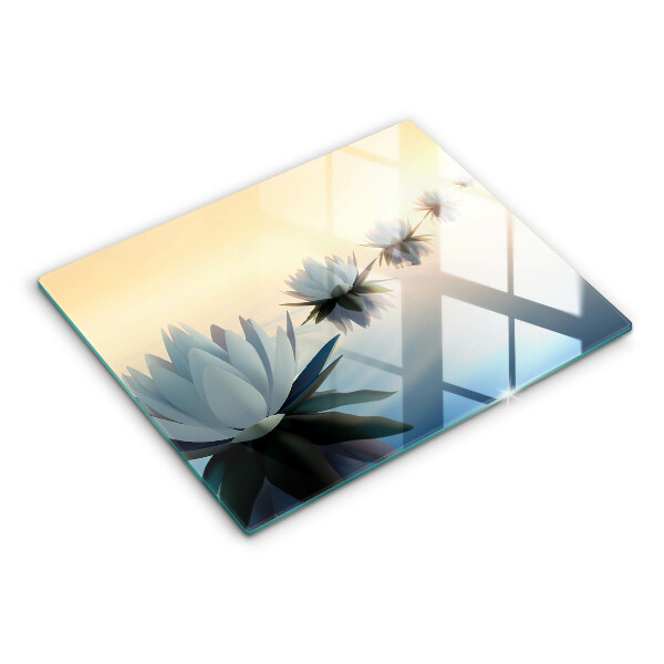 Chopping board glass Lilie flowers on the water