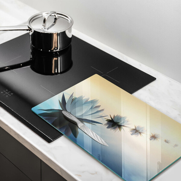 Chopping board glass Lilie flowers on the water