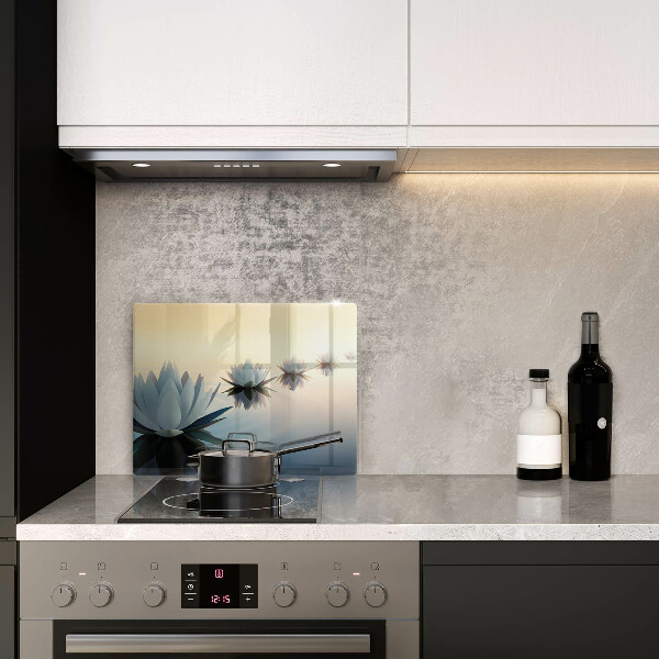 Chopping board glass Lilie flowers on the water